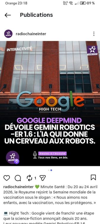 Instagram post — Google DeepMind Gemini Robotics