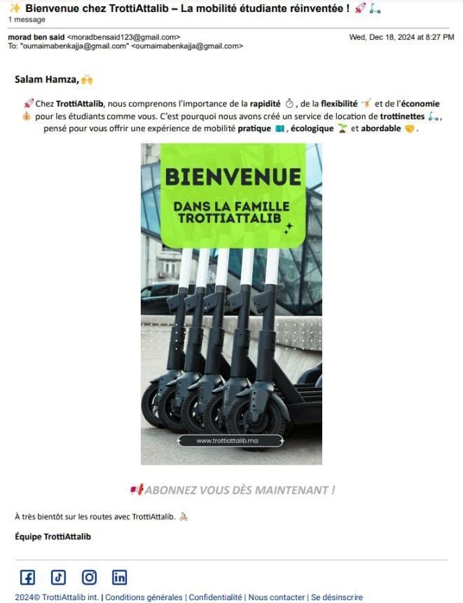 Trotti Attalib welcome email campaign