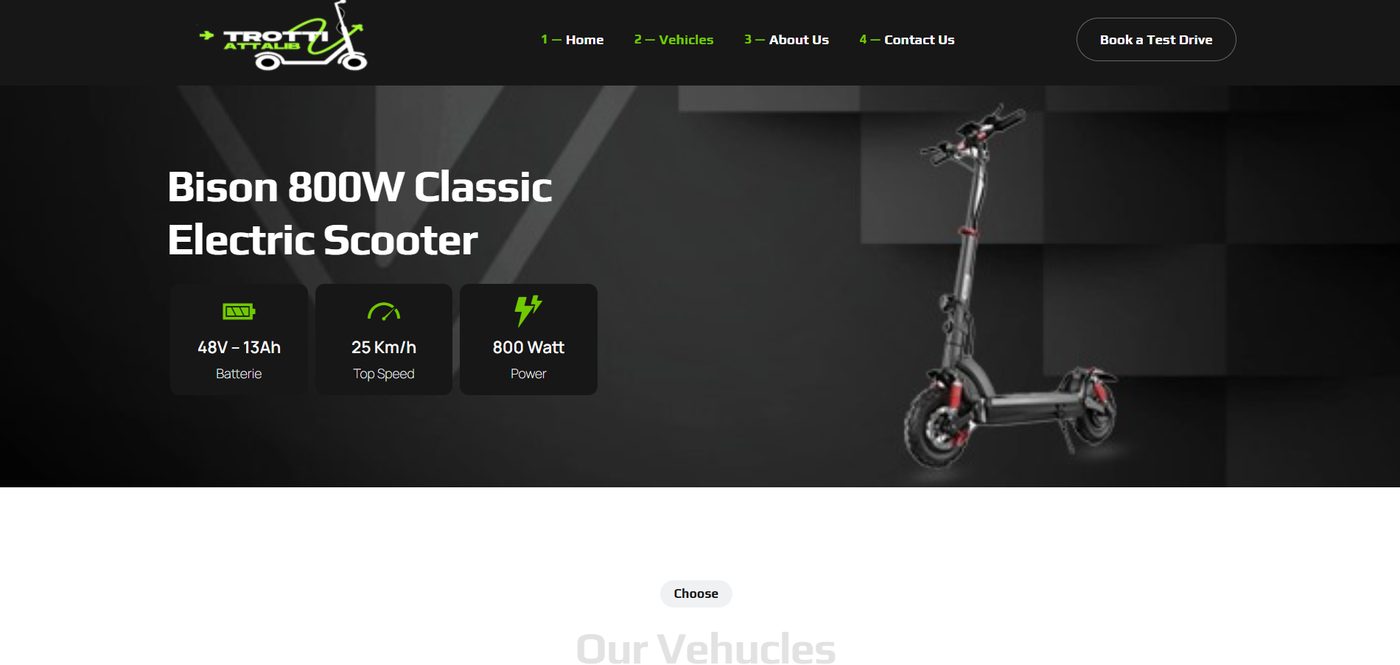 Trotti Attalib website scooter product page